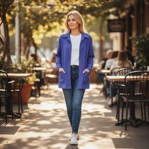 Purple Blazer Jacket Coat Size M